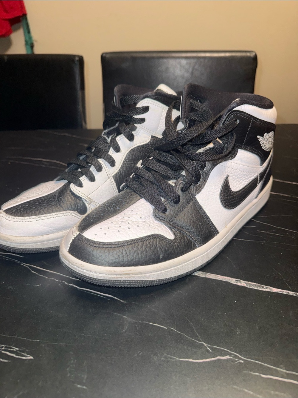 Nike Black and White Mid-Top Sneakers with Swoosh
